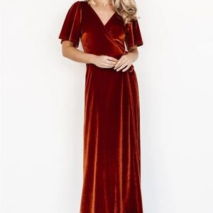 Baltic Born Velvet Wrap Maxi Dress in Rust